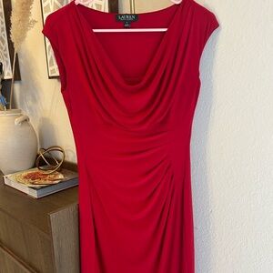 Ralph Lauren Scarlet Draped Midi Dress